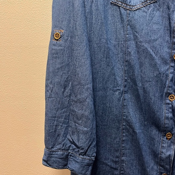 Love by Chelsey Relaxed Casual Button Down Long Sleeve Shirt/Dress, Sz 1X, Blue - Picture 3 of 5